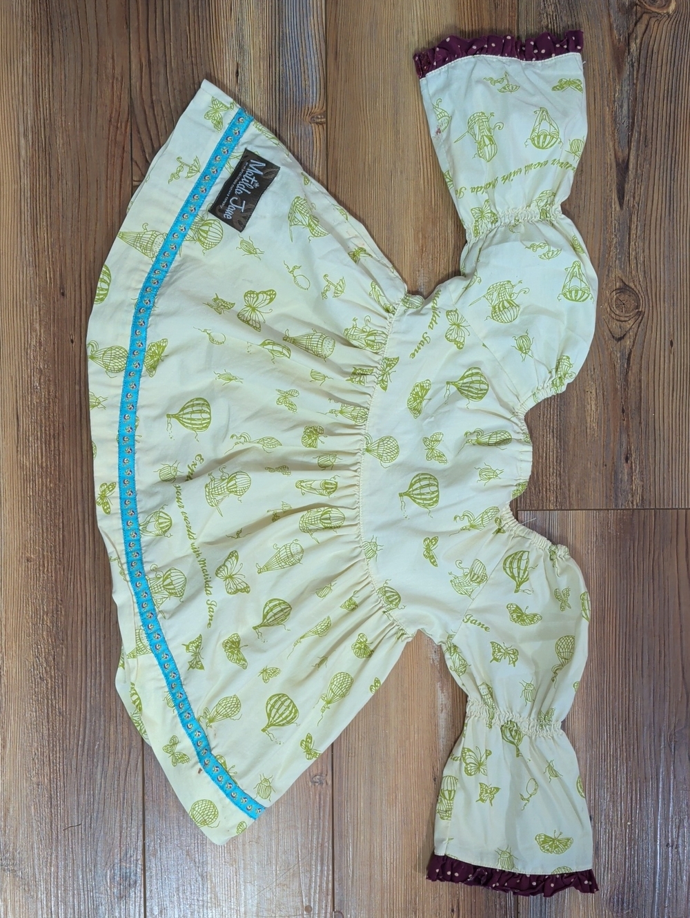 Matilda Jane Girls Size 2 Hot Air Balloon Butterfly Dress Yellow Blue